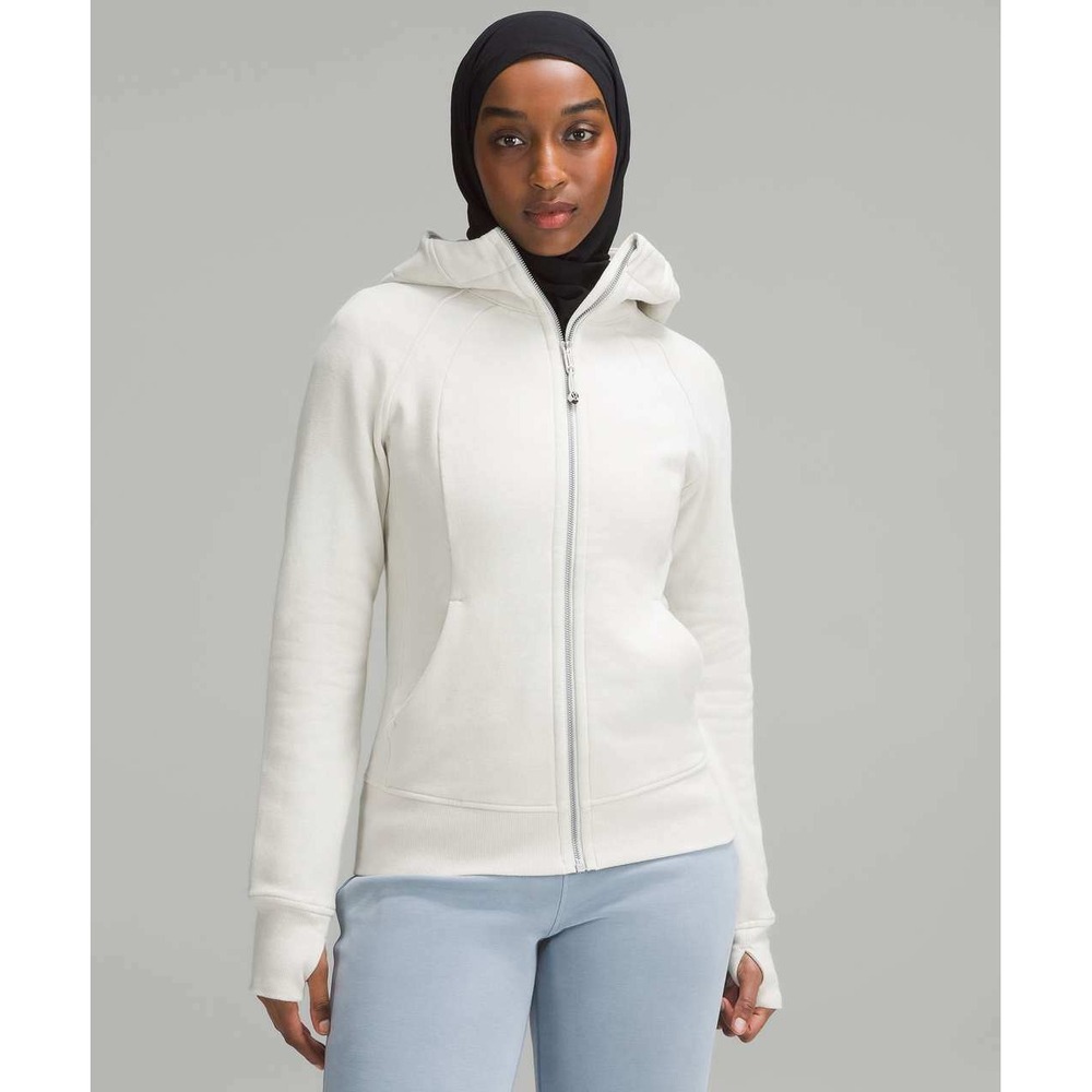 Lululemon Scuba Full Zip Hoodie LW4AWMS Bone Off White Size 8 Athleisure